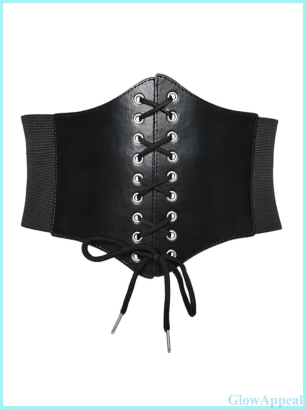 PU Leather Corset Waist Belt Lace-Up Waspie Wide Belt for Women